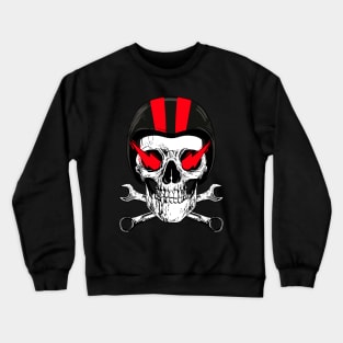 Motorcycle old school wrench and skull Crewneck Sweatshirt